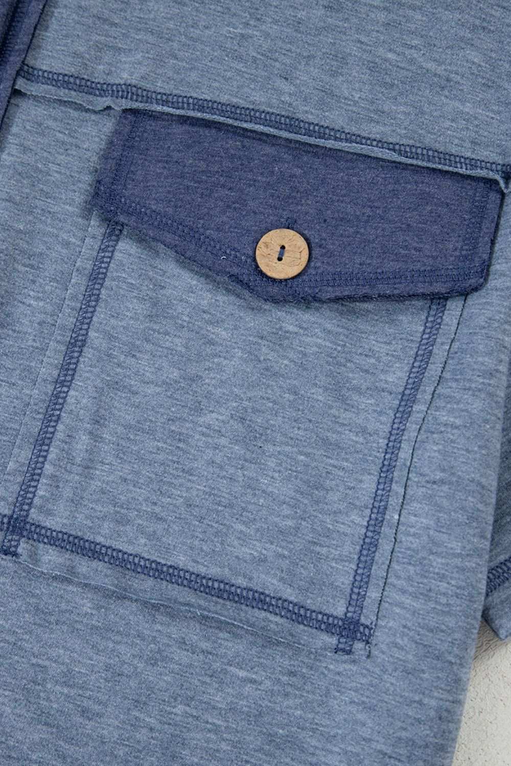 Placket Chest Pockets Short Sleeve Wide Leg Jumpsuit - Securing Secrets Boutique LLC