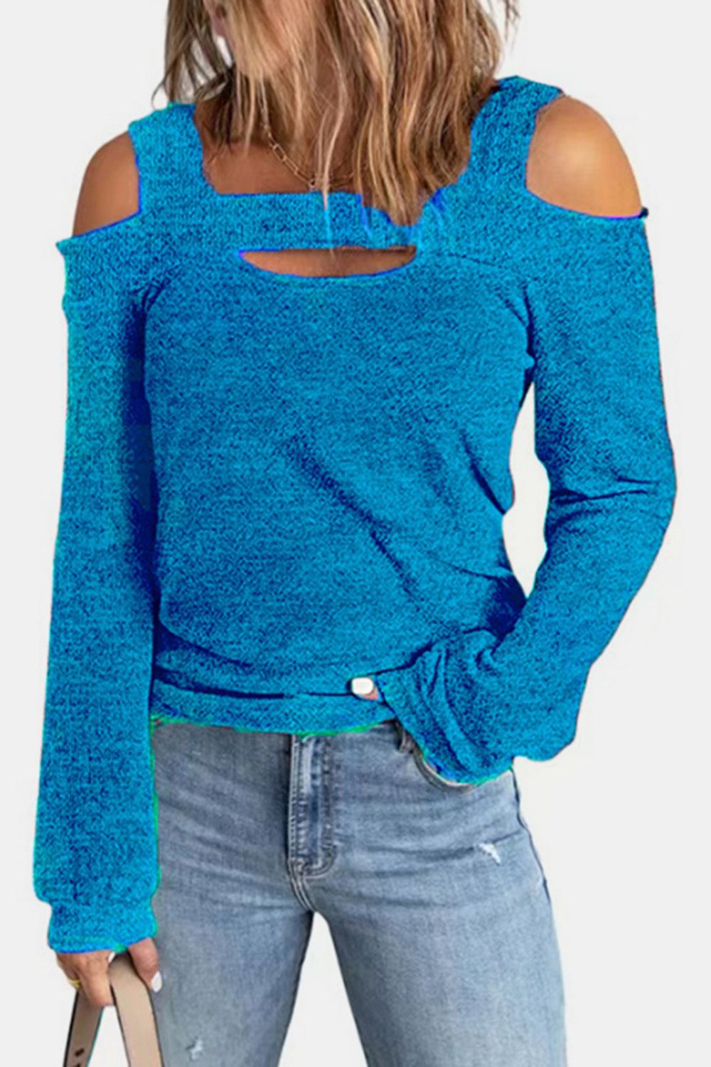 Full Size Cutout Cold Shoulder Blouse
