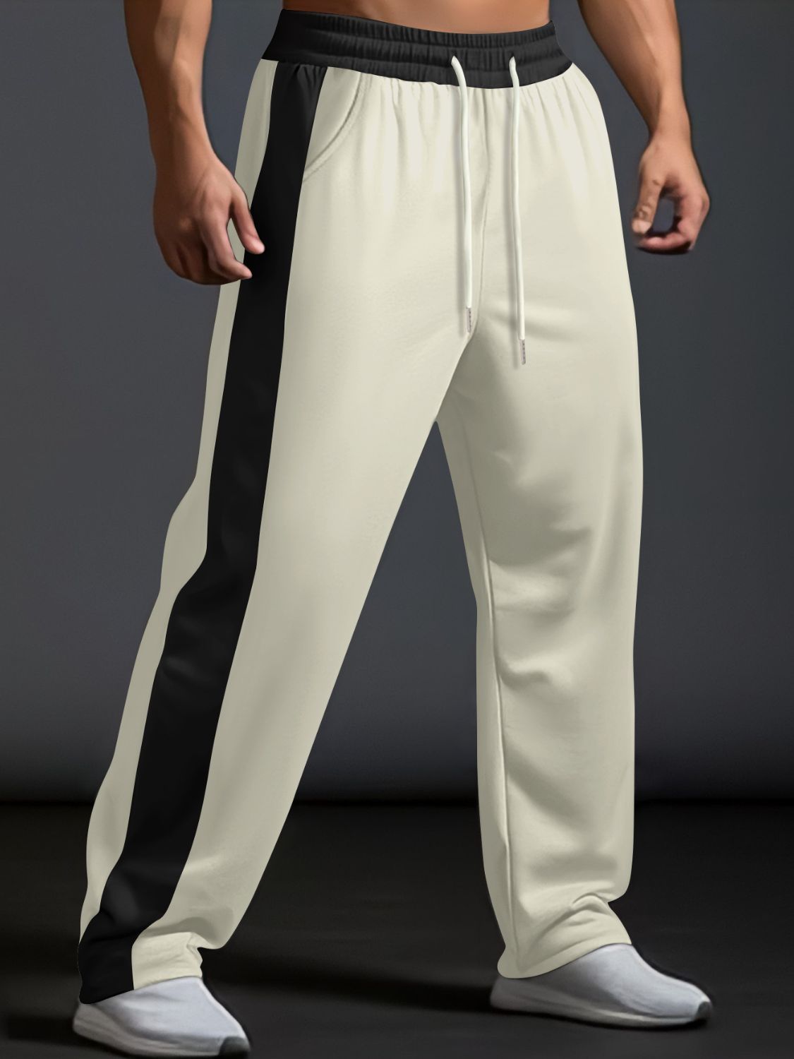 Men's Full Size Drawstring Contrast Wide Leg Pants Plus Size - Securing Secrets Boutique LLC