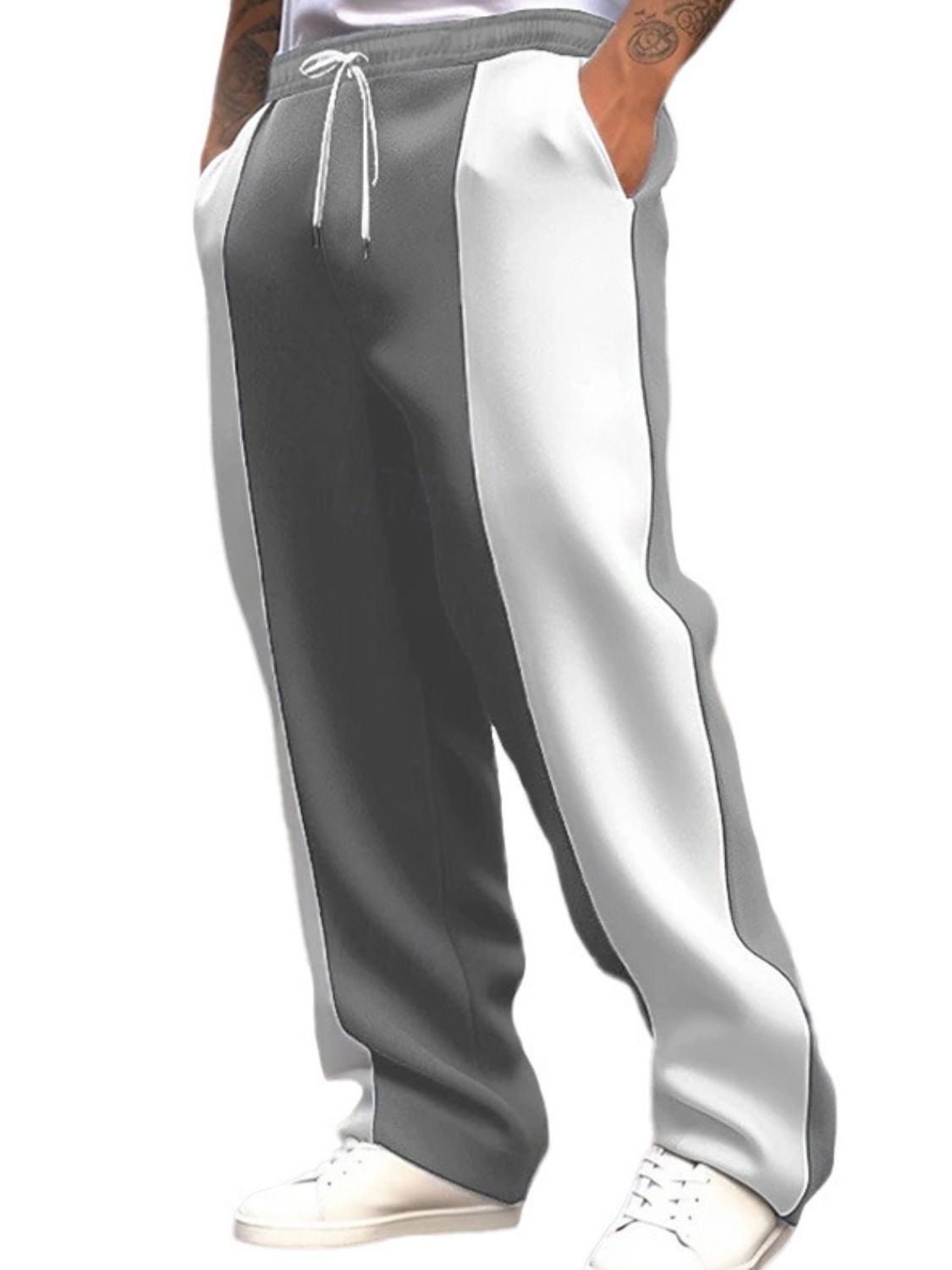 Men's Full Size Drawstring Contrast Pants Plus Size - Securing Secrets Boutique LLC