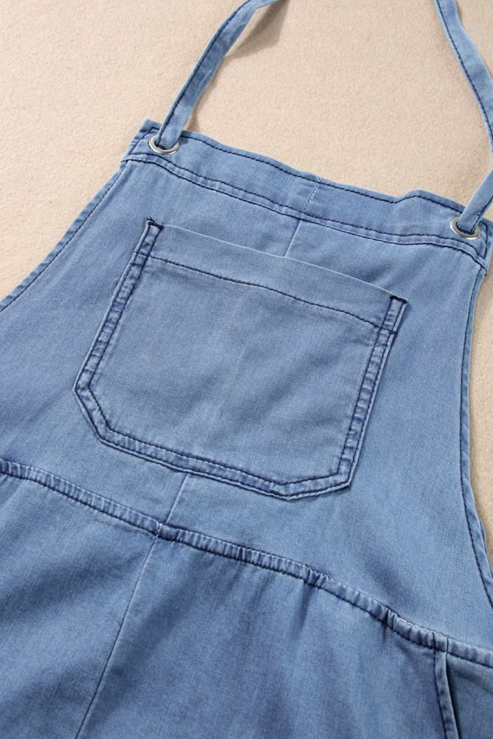 Square Neck Denim Overalls with Pockets - Securing Secrets Boutique LLC