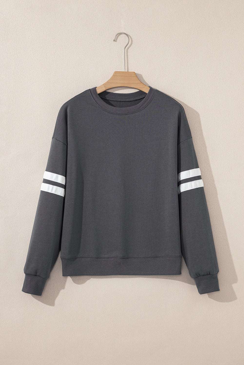 Fiery Red Varsity Striped Detail Drop Shoulder Oversized Sweatshirt