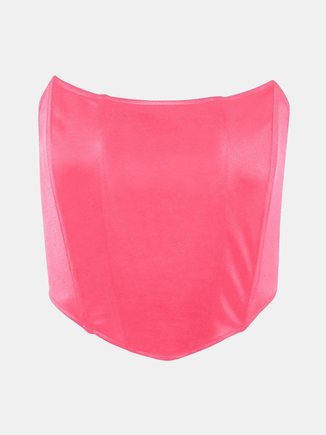 Pink tube cropped top, basic style, slightly stretchy, made with 95% polyester and 5% spandex.