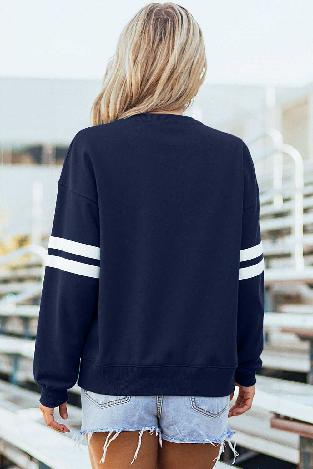 Fiery Red Varsity Striped Detail Drop Shoulder Oversized Sweatshirt