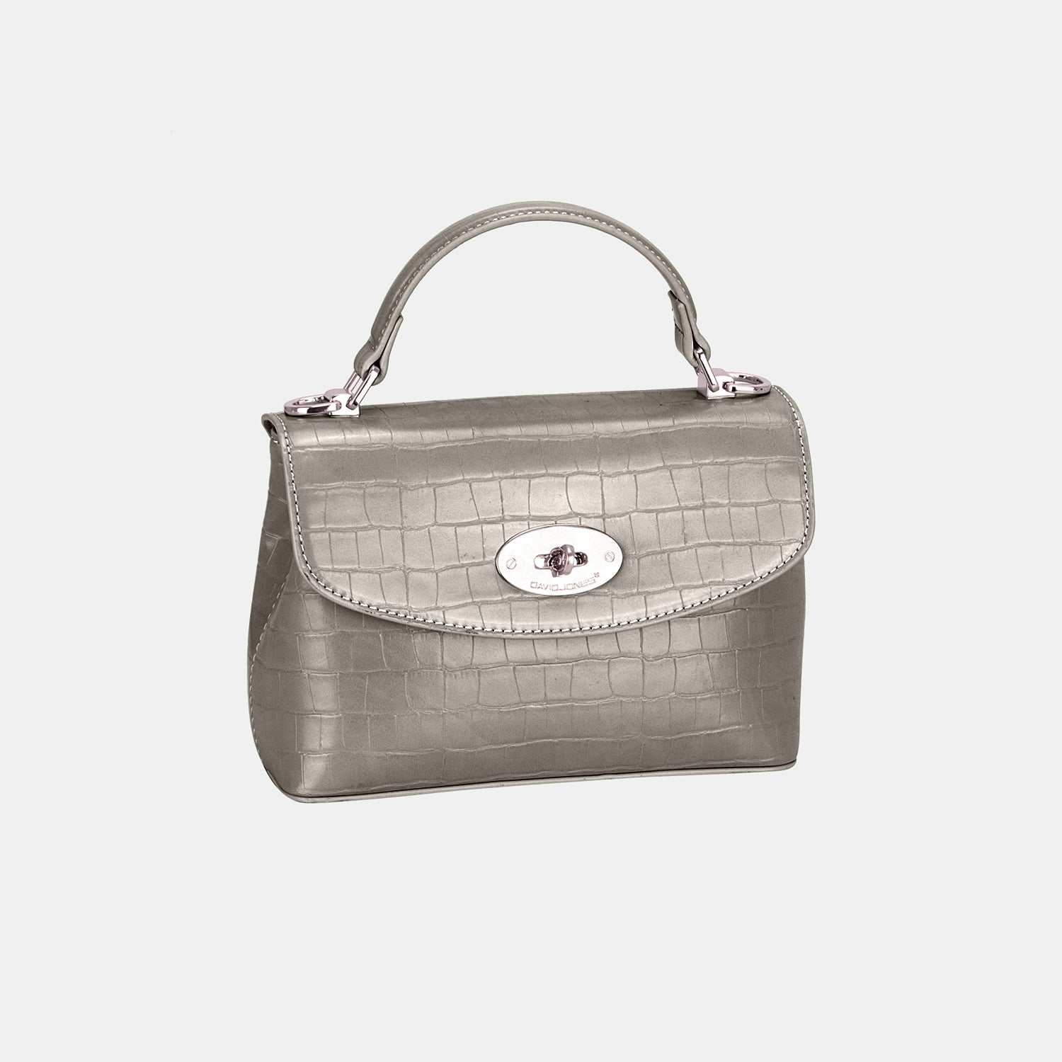 David Jones Texture PU Leather Handbag, small size, stylish and durable accessory.
