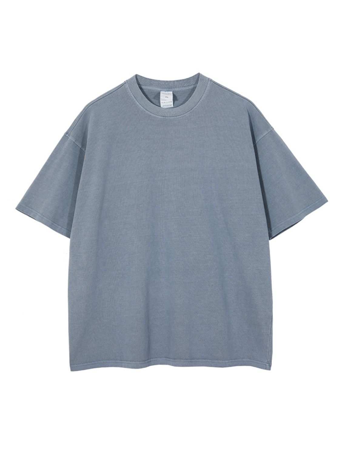 Men's round neck short sleeve t-shirt in blue, basic style, slightly stretchy.