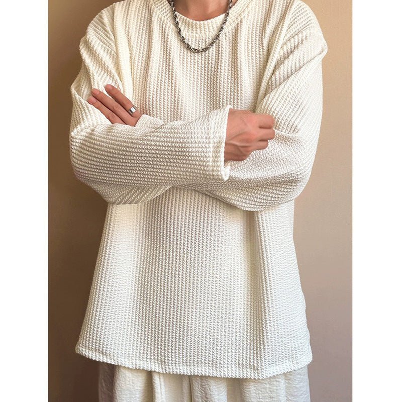 Fashion Men's Black Round Neck Loose Sweatshirt