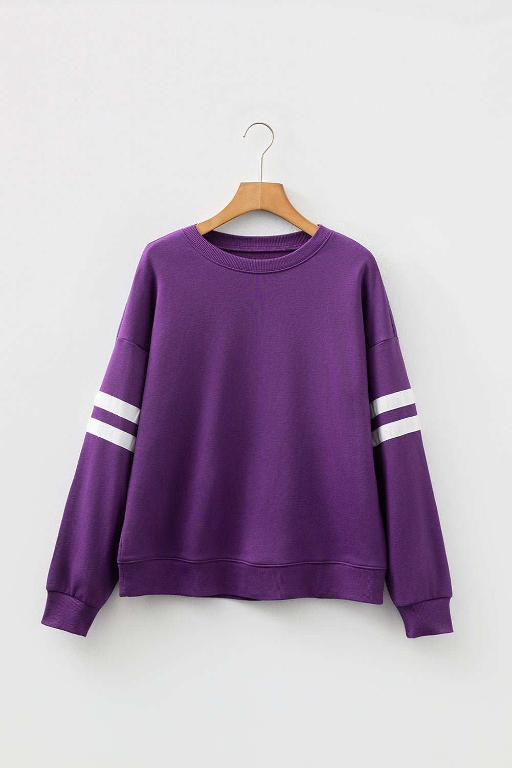 Fiery Red Varsity Striped Detail Drop Shoulder Oversized Sweatshirt