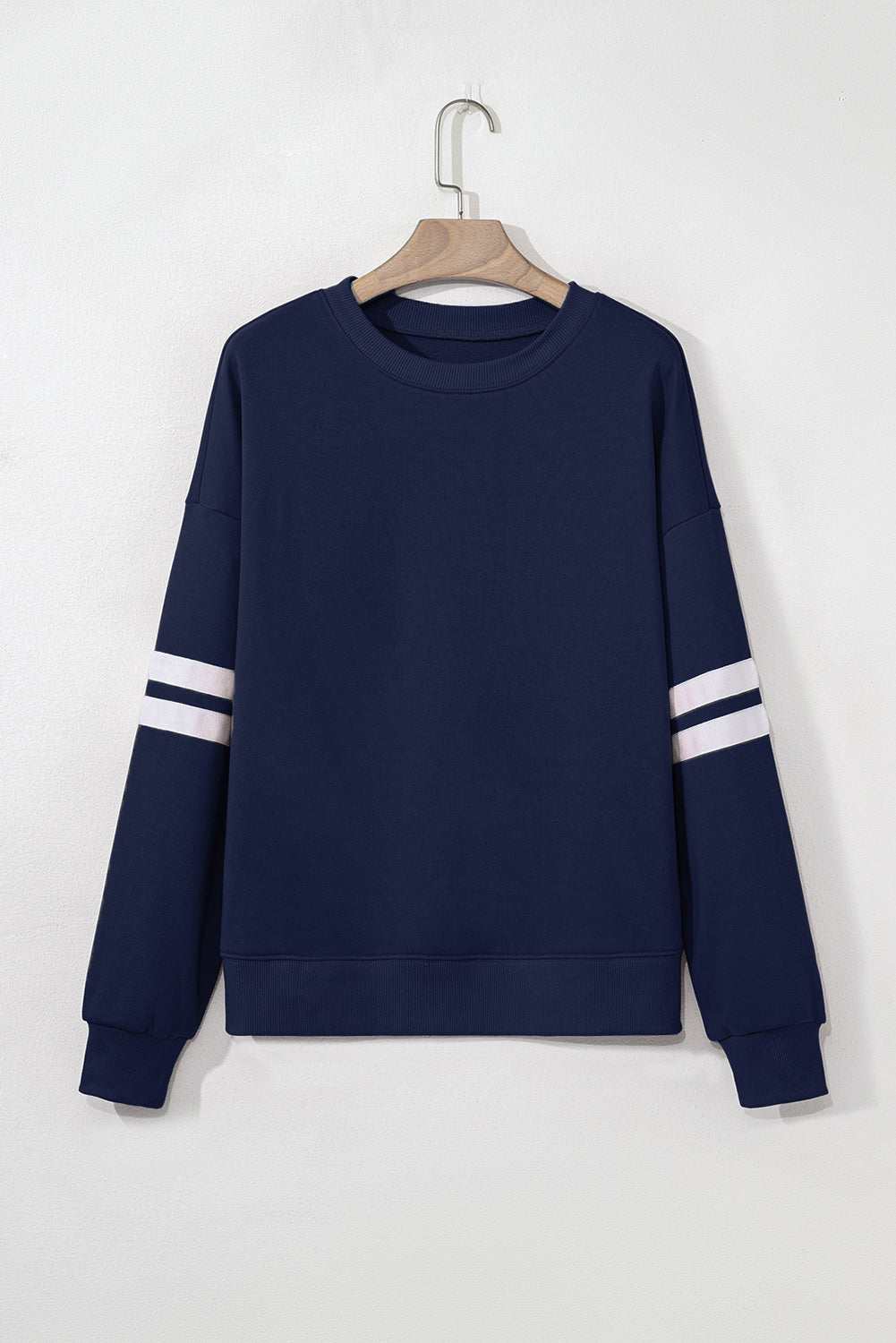 Fiery Red Varsity Striped Detail Drop Shoulder Oversized Sweatshirt