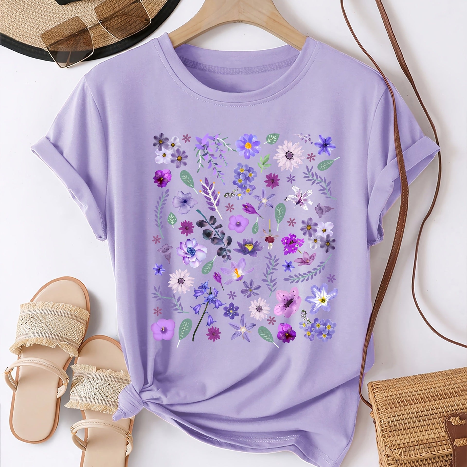 Women's Loose-fit Round-neck Semi-sheer Top