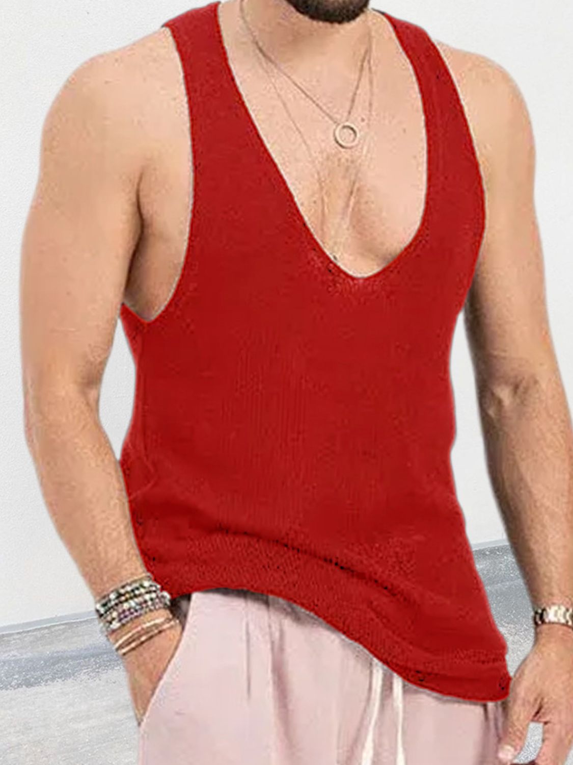 Men's Plus Size V-Neck Wide Strap Tank - Securing Secrets Boutique LLC