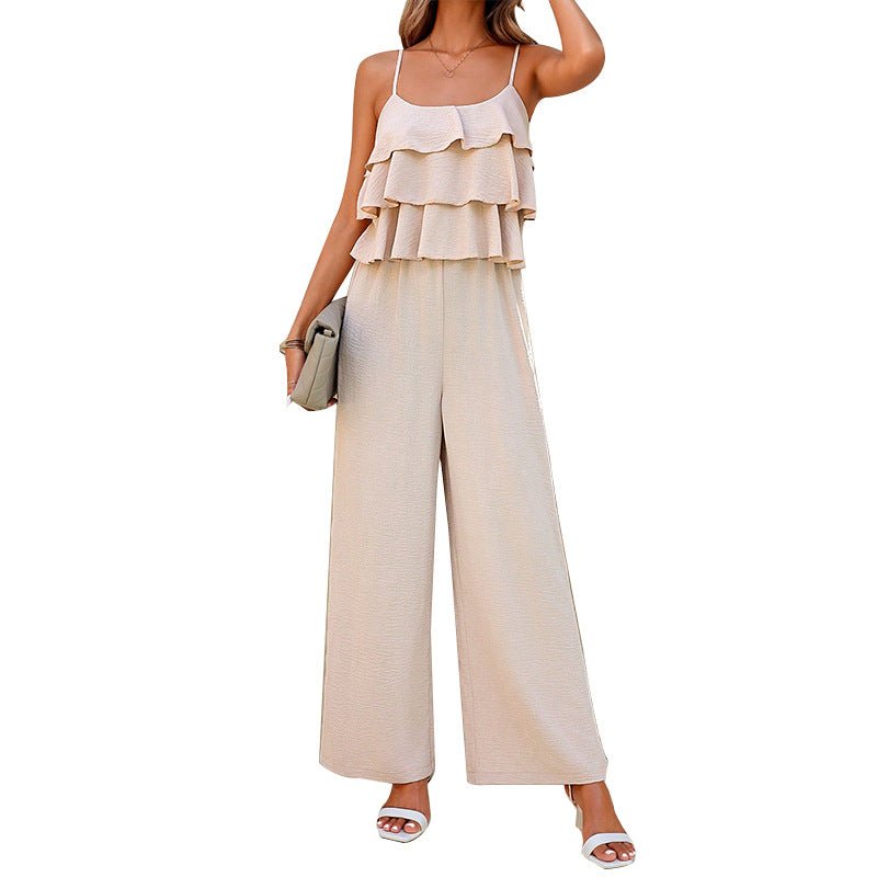 Women's European And American Style Lotus Leaf Suspender Jumpsuit