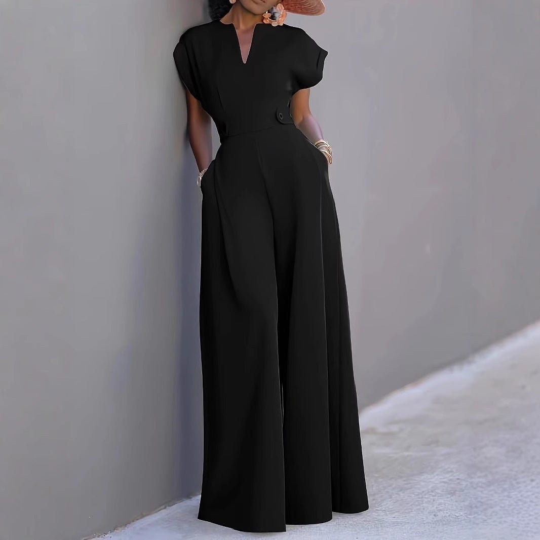 Graceful And Fashionable Solid Color High Waist Wide Leg Pants