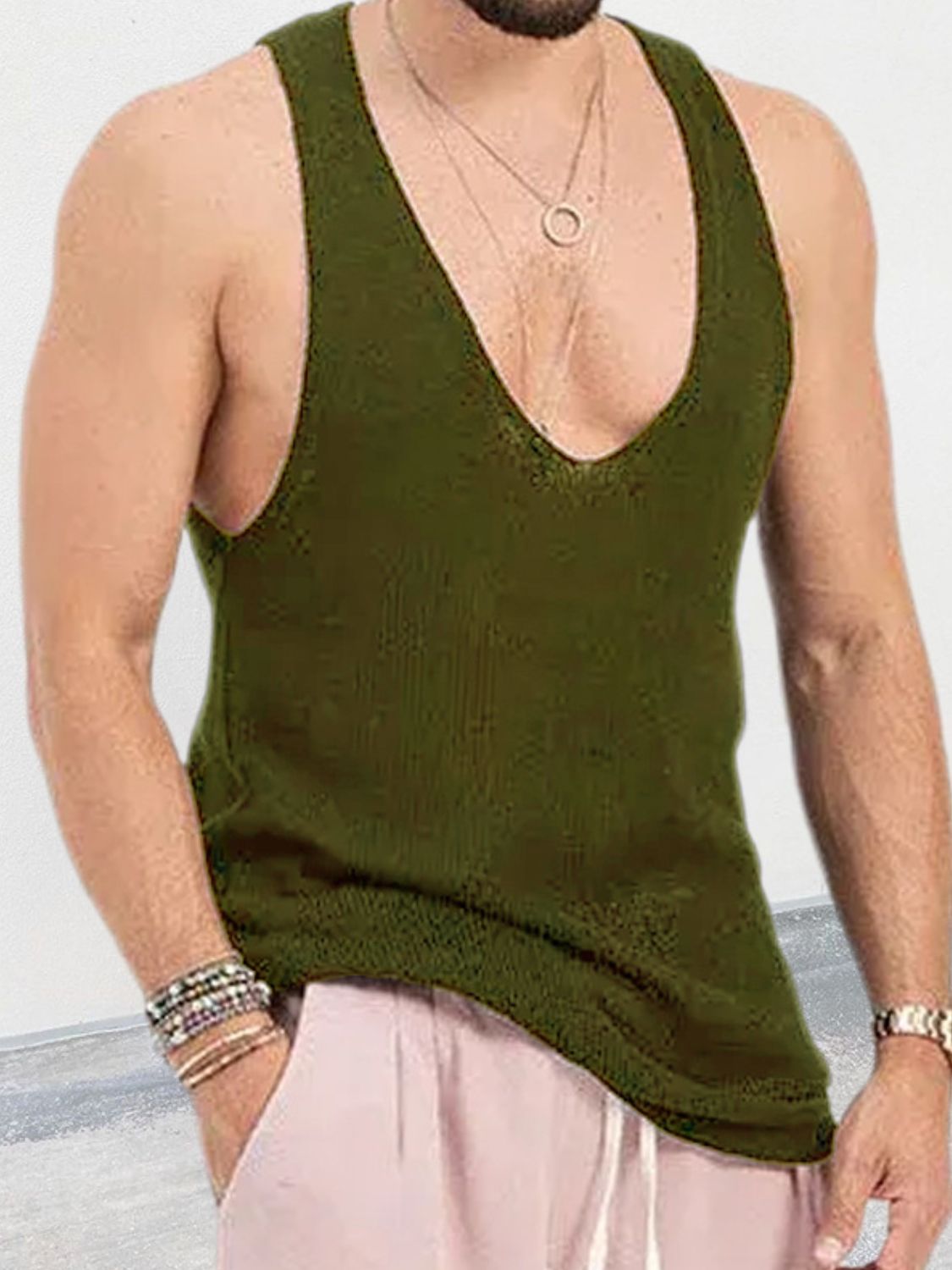 Men's Plus Size V-Neck Wide Strap Tank - Securing Secrets Boutique LLC