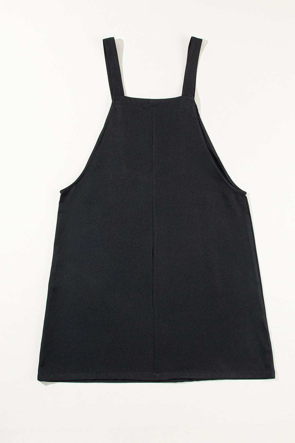 Plus size square neck wide strap dress in black with pockets.