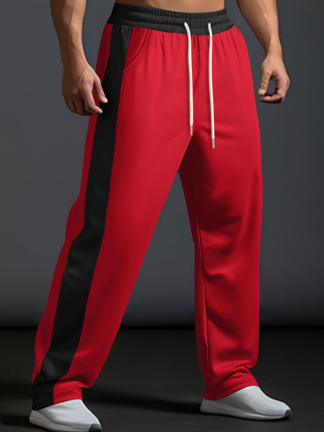 Men's Full Size Drawstring Contrast Wide Leg Pants Plus Size - Securing Secrets Boutique LLC