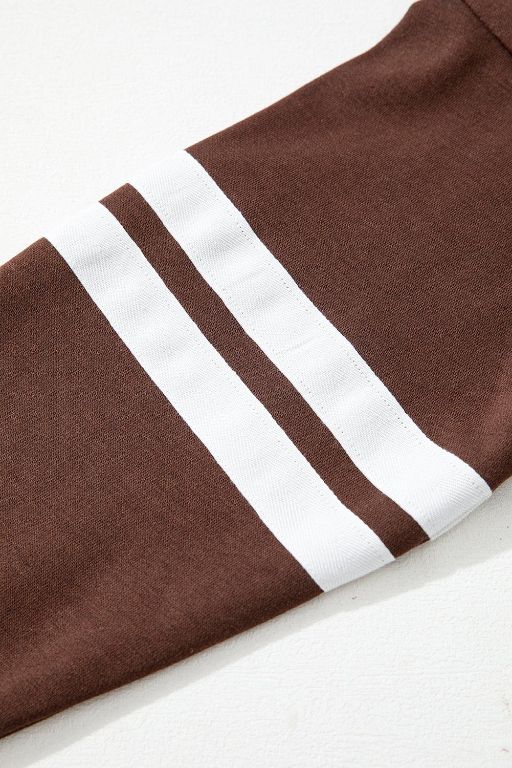 Fiery Red Varsity Striped Detail Drop Shoulder Oversized Sweatshirt