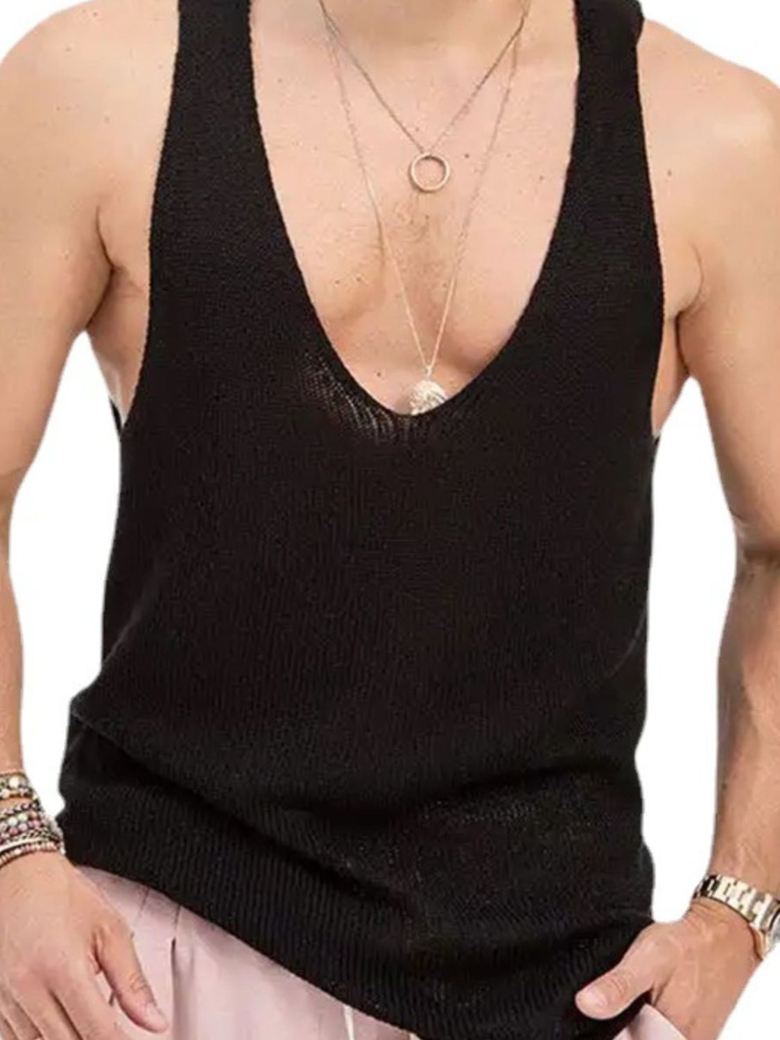 Men's Plus Size V-Neck Wide Strap Tank - Securing Secrets Boutique LLC