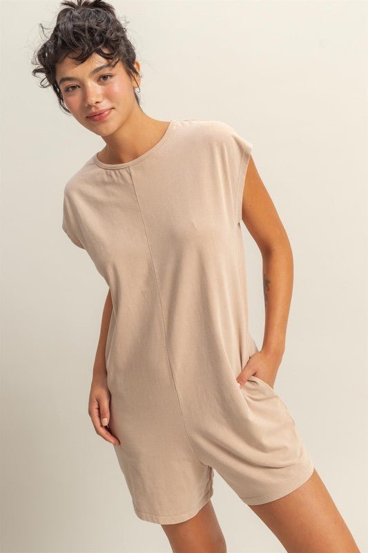 HYFVE Round Neck Cap Sleeve Relaxed Fit Breezy Romper - Securing Secrets Boutique LLC