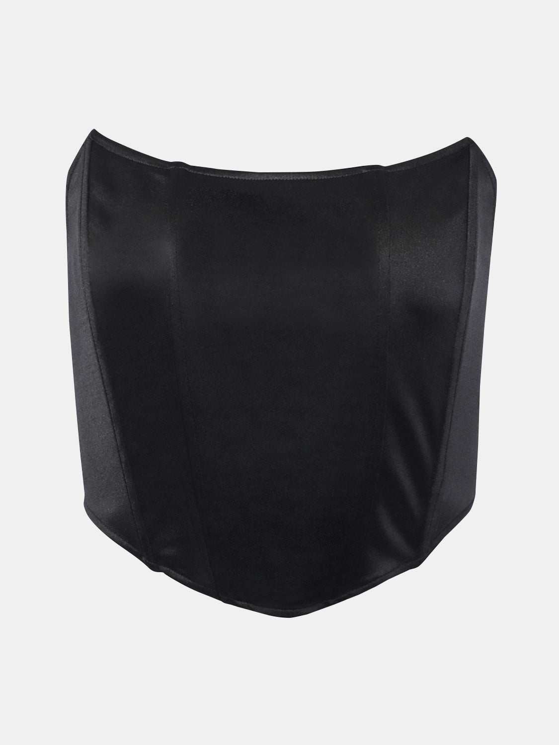 Black tube cropped top with slight stretch and opaque finish. Made of 95% polyester and 5% spandex.