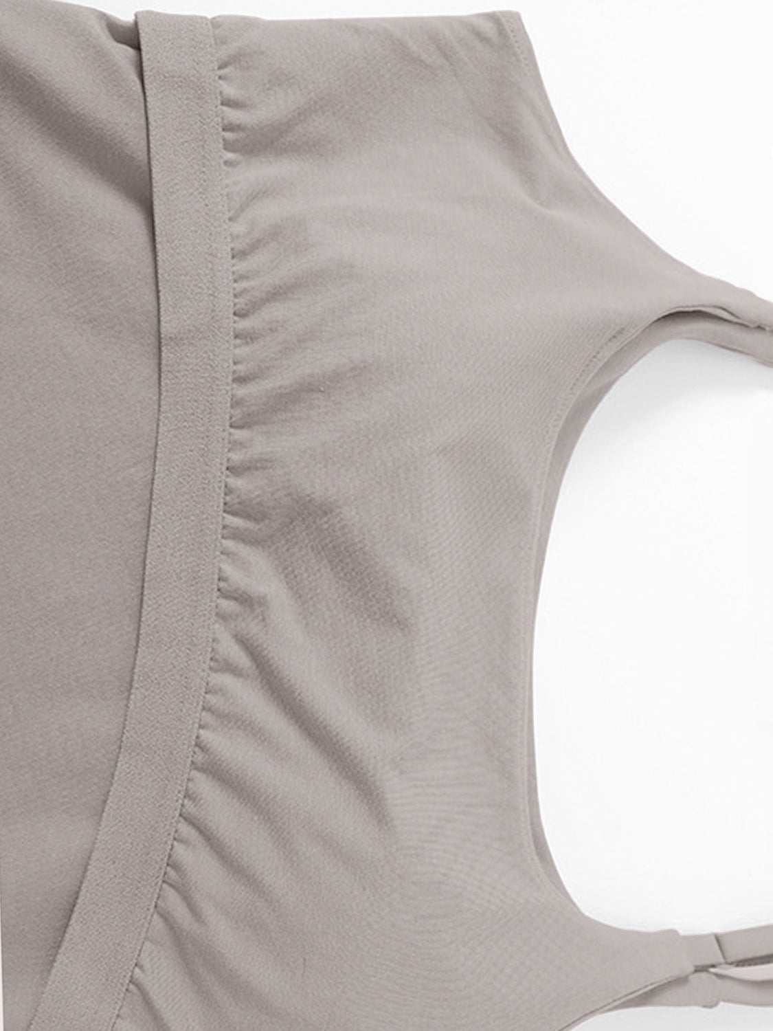 Scoop neck cropped cami with chest pads in taupe, basic style, highly stretchy cotton-viscose blend.