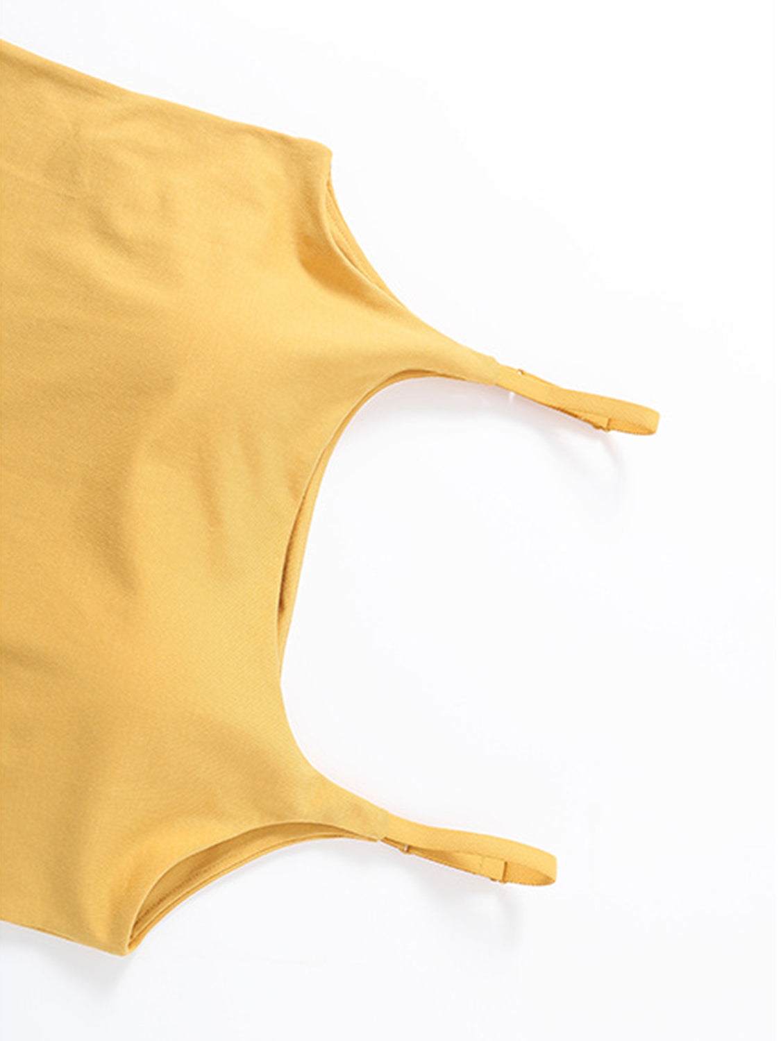 Scoop Neck Cropped Cami in yellow with chest pads.
