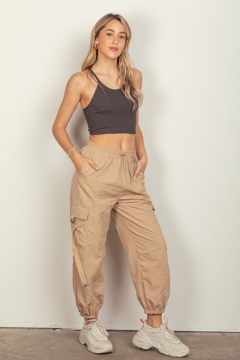 VERY J Elastic Waist Woven Cargo Pants - Securing Secrets Boutique LLC