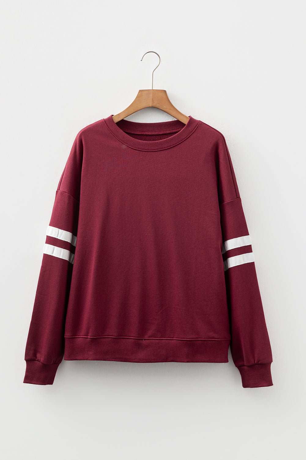 Fiery Red Varsity Striped Detail Drop Shoulder Oversized Sweatshirt