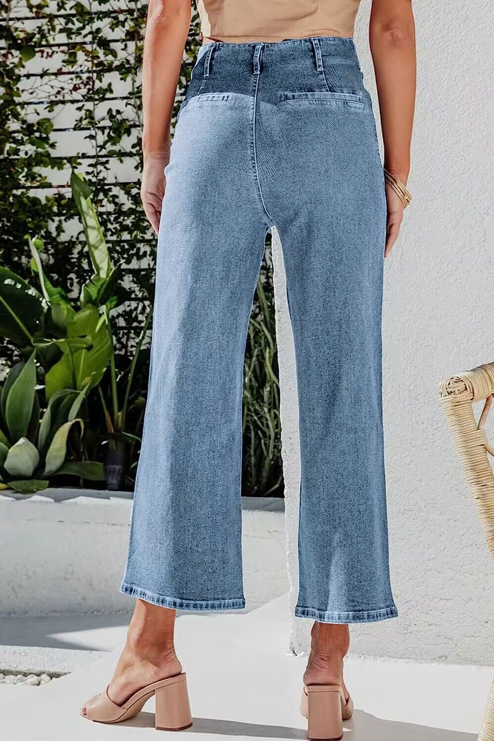 Button Fly Cropped Wide Leg Jeans - Securing Secrets Boutique LLC