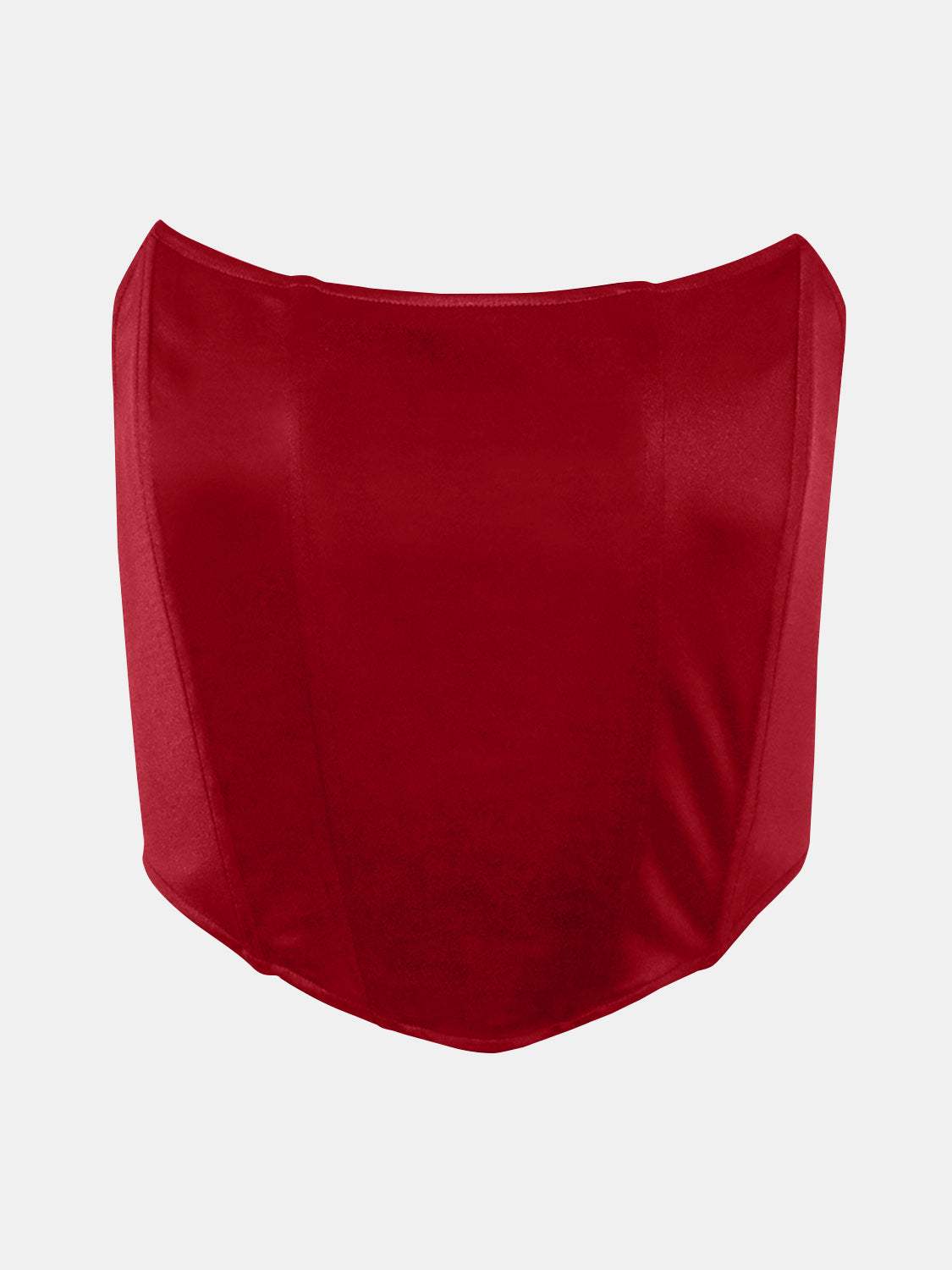 Red tube cropped top with basic style, opaque fabric, and slightly stretchy polyester-spandex blend.