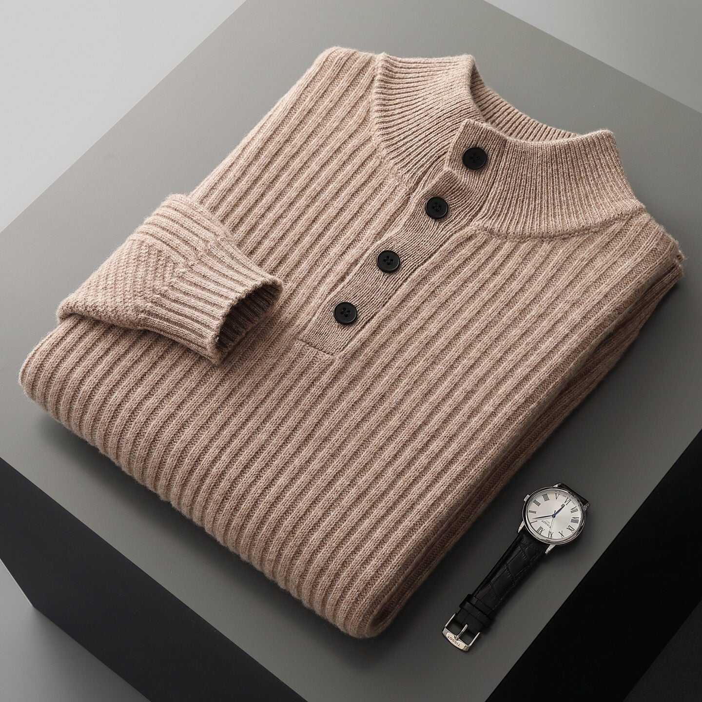 New Half Turtleneck Button Sweater For Men