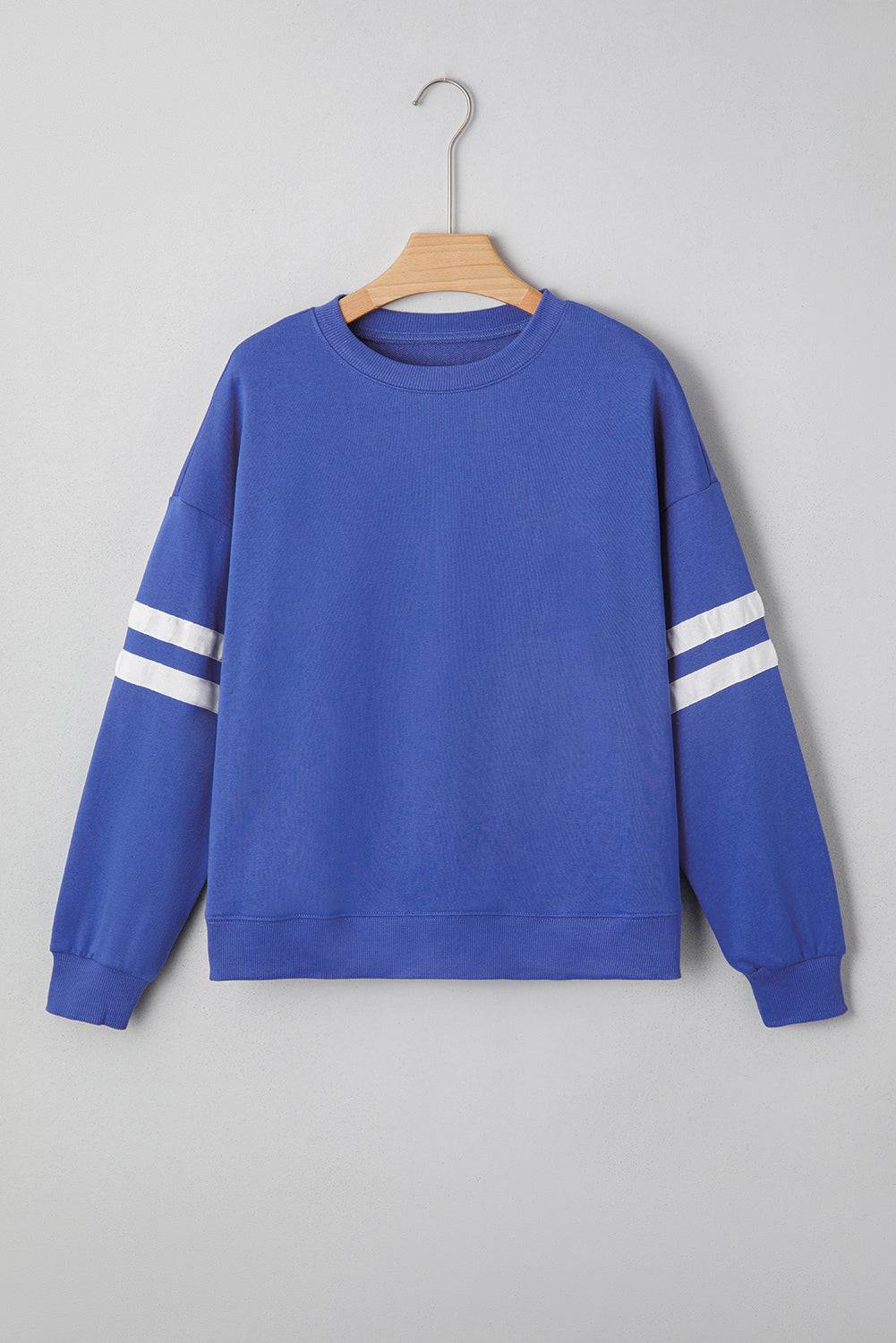 Fiery Red Varsity Striped Detail Drop Shoulder Oversized Sweatshirt