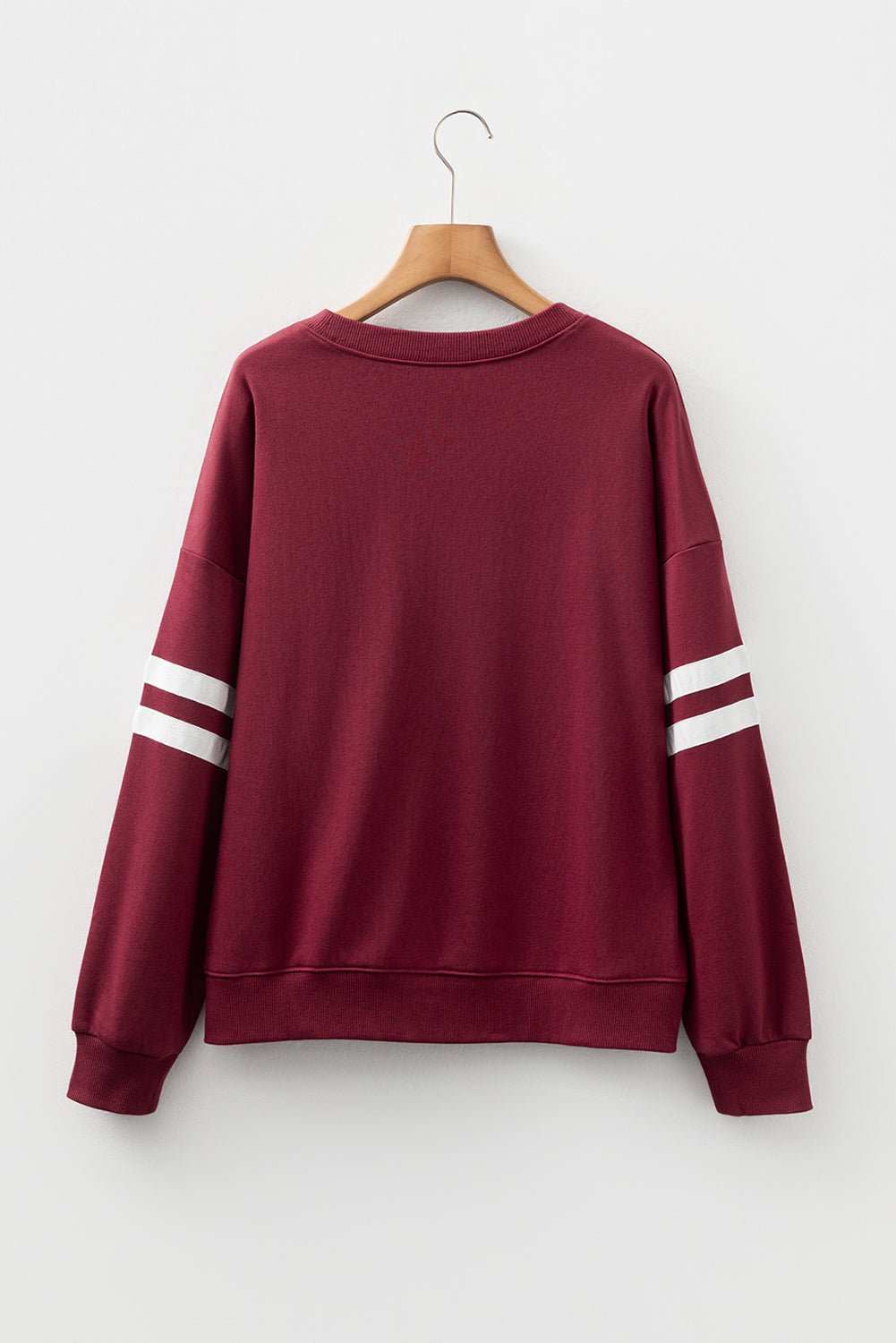 Fiery Red Varsity Striped Detail Drop Shoulder Oversized Sweatshirt