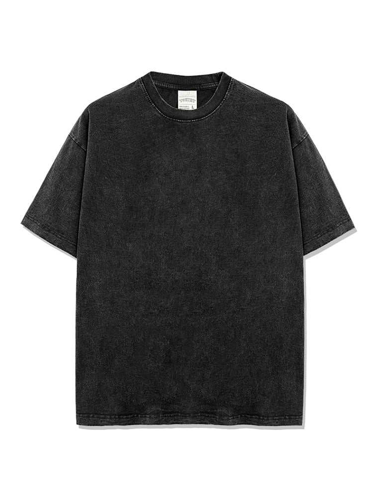 Men's round neck short sleeve t-shirt, basic style, black, 95% cotton, 5% polyester.
