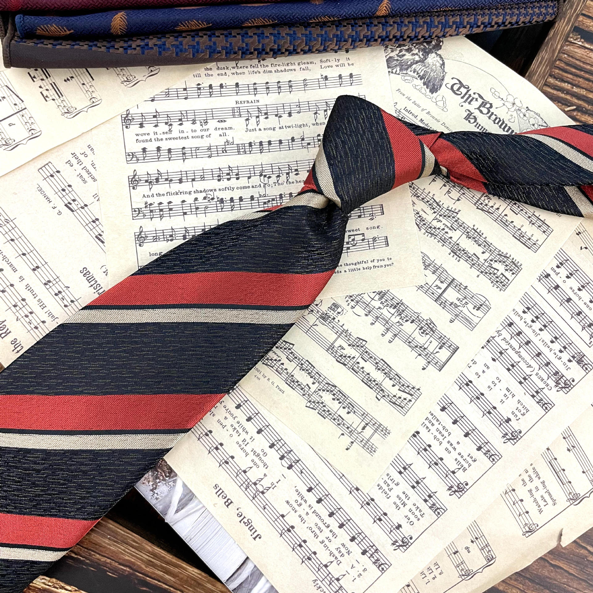Retro Coffee Color Orange Red Striped Tie Hand Hit 8CM Men