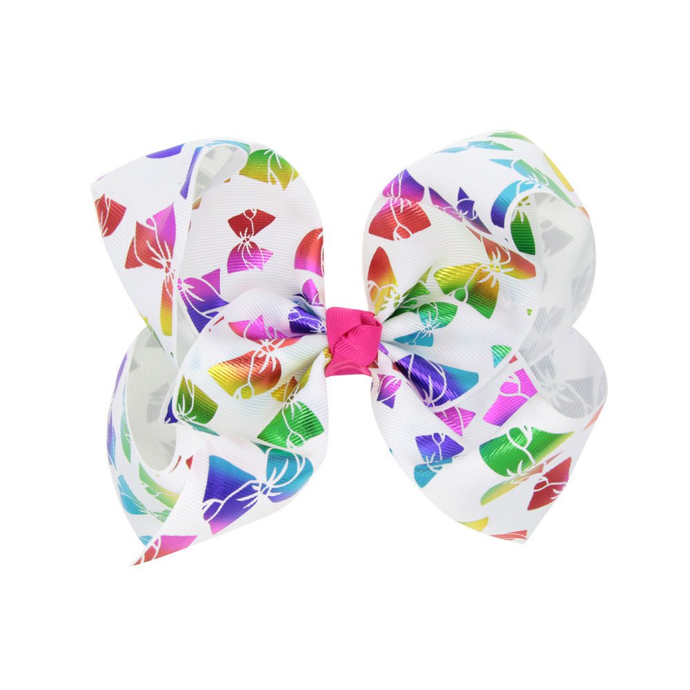 8 Inch Kids Big Bow Bronze Heart Hair Clip