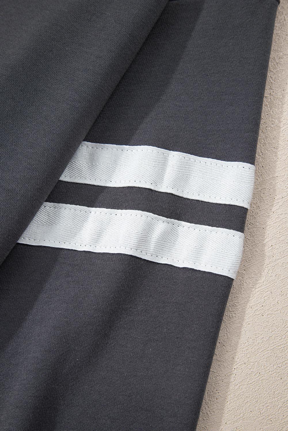 Fiery Red Varsity Striped Detail Drop Shoulder Oversized Sweatshirt