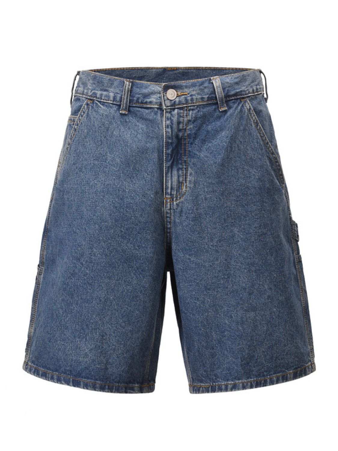 Men's washed denim Bermuda shorts with slight stretch.