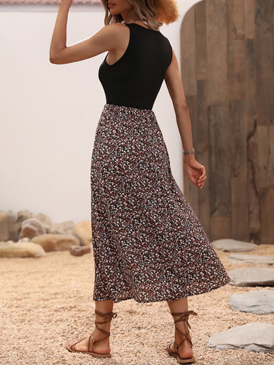 Scoop Neck Wide Strap Printed Dress - Securing Secrets Boutique LLC