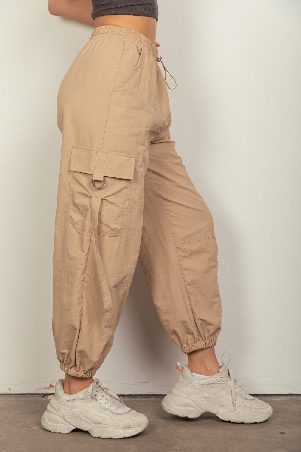 VERY J Elastic Waist Woven Cargo Pants - Securing Secrets Boutique LLC