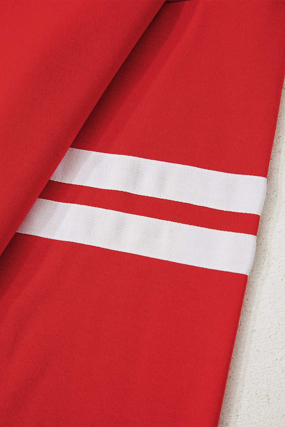 Fiery Red Varsity Striped Detail Drop Shoulder Oversized Sweatshirt