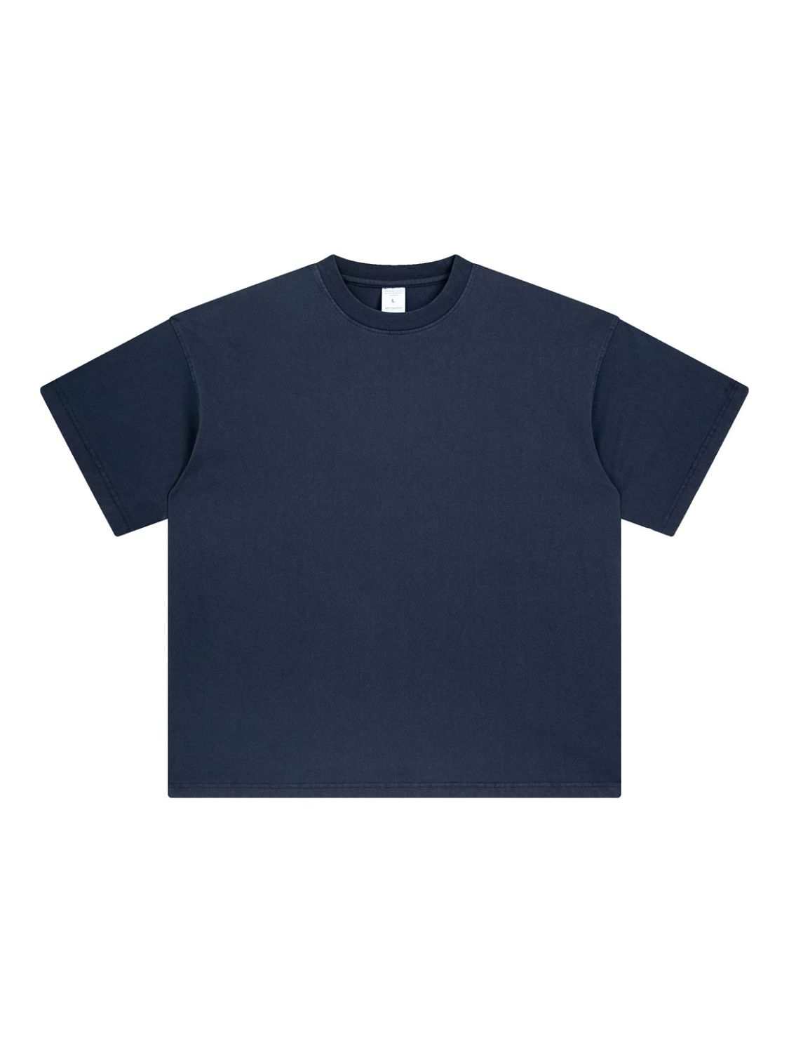 Men's Round Neck Short Sleeve T-Shirt, navy, basic style, 85% cotton.