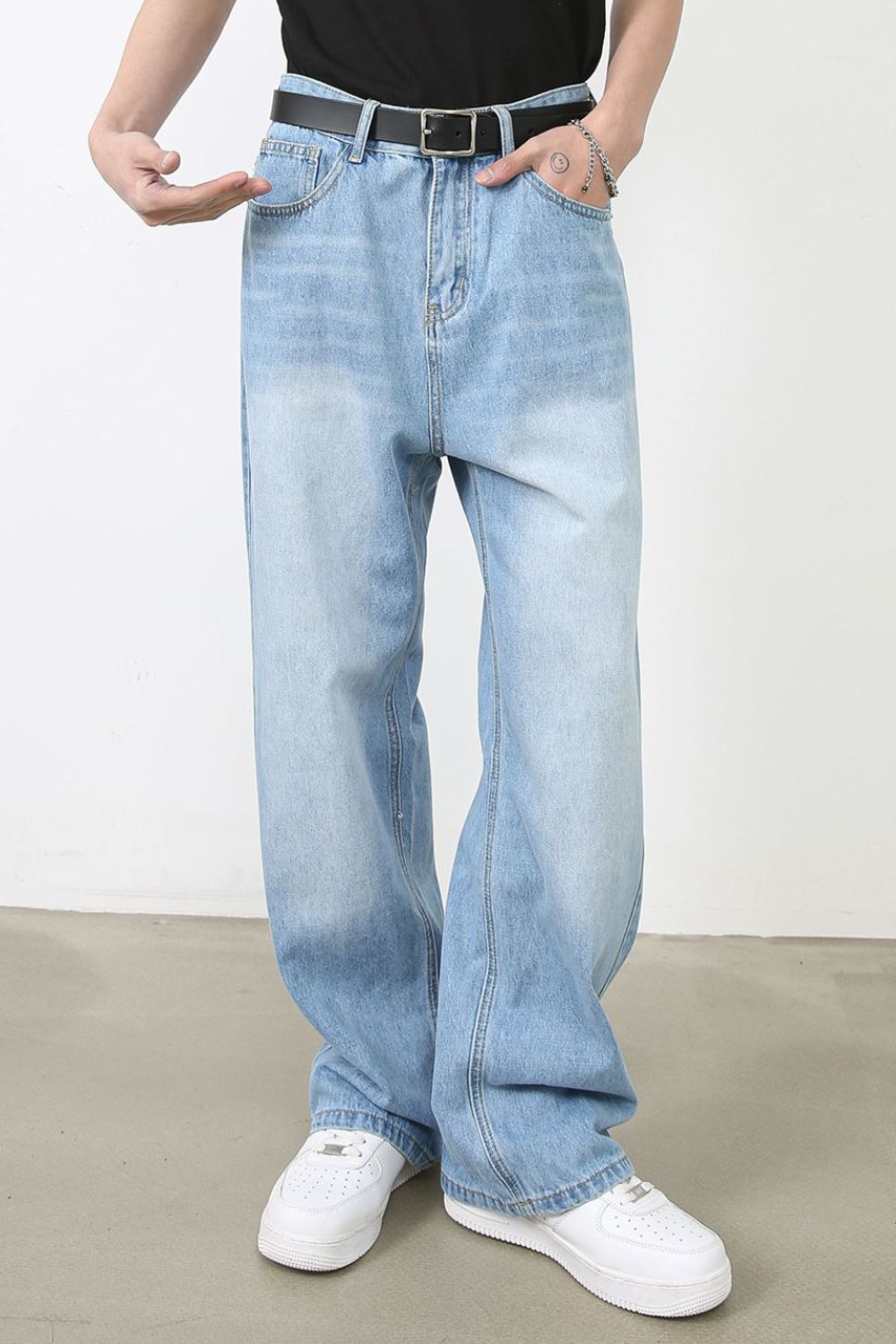 Men's Wide Straight Jeans with Pockets - Securing Secrets Boutique LLC