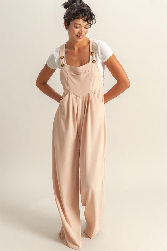 HYFVE Pleated Detail Front Pocket Wide Strap Overalls - Securing Secrets Boutique LLC