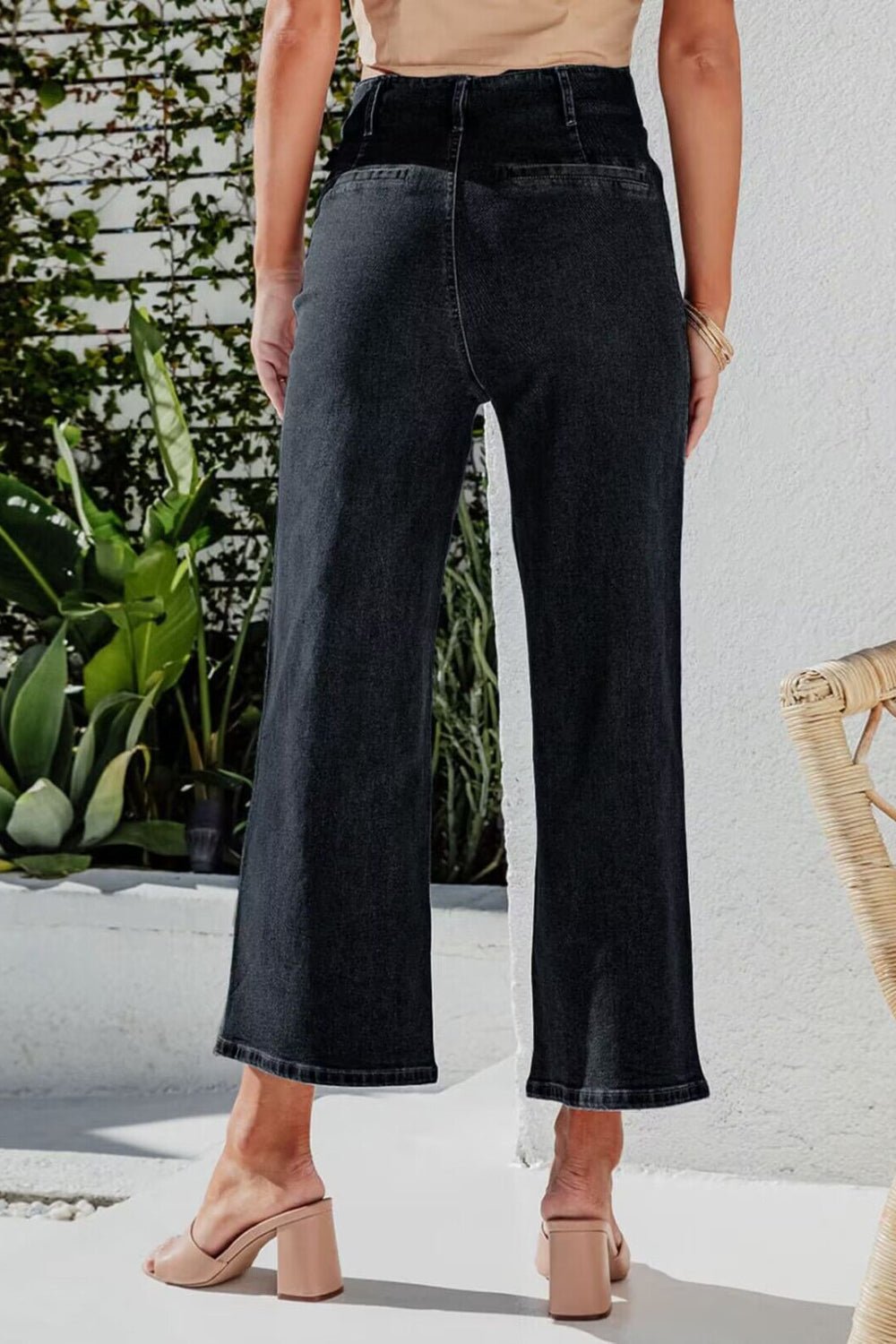 Button Fly Cropped Wide Leg Jeans - Securing Secrets Boutique LLC