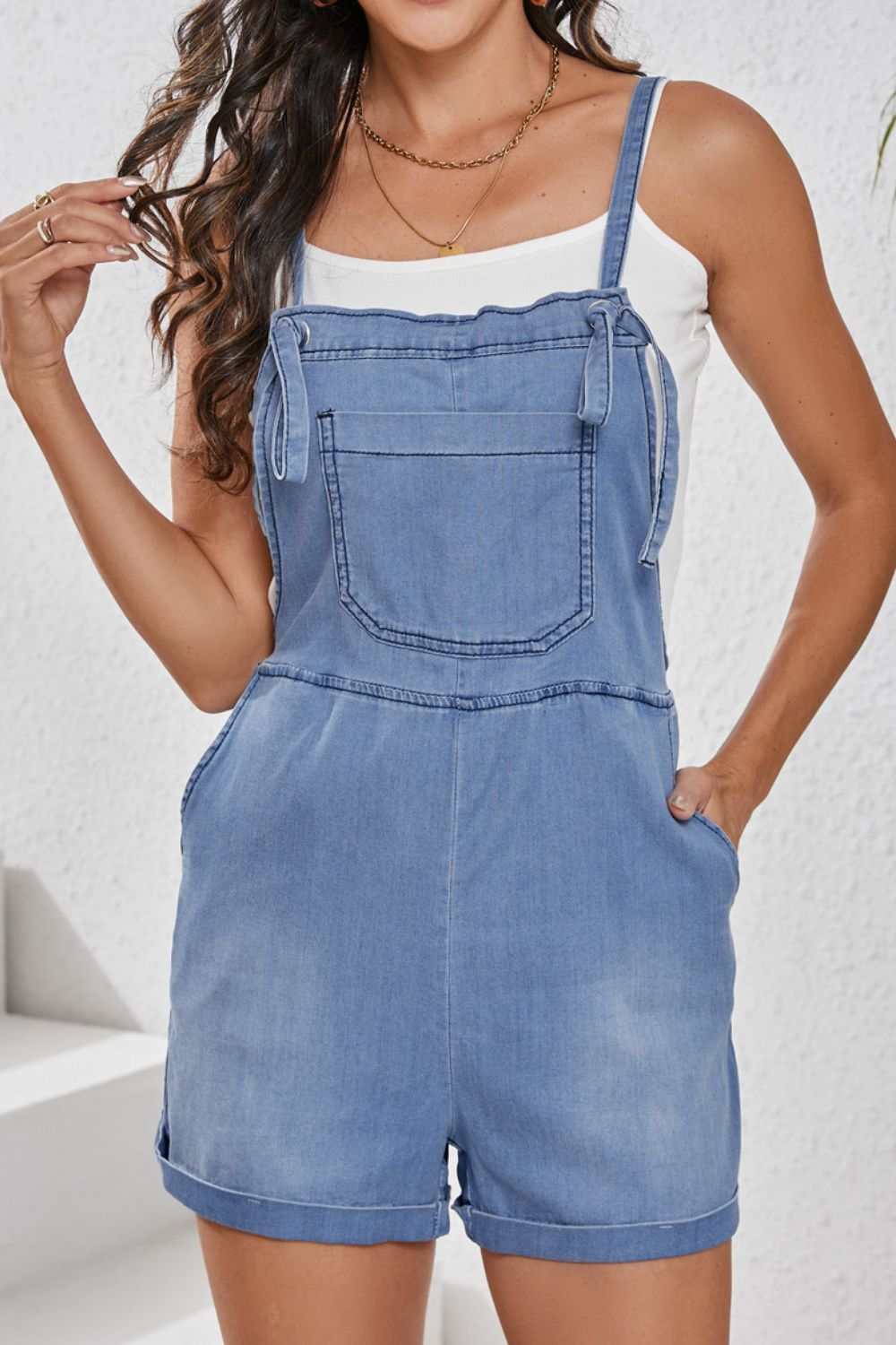 Square Neck Denim Overalls with Pockets - Securing Secrets Boutique LLC