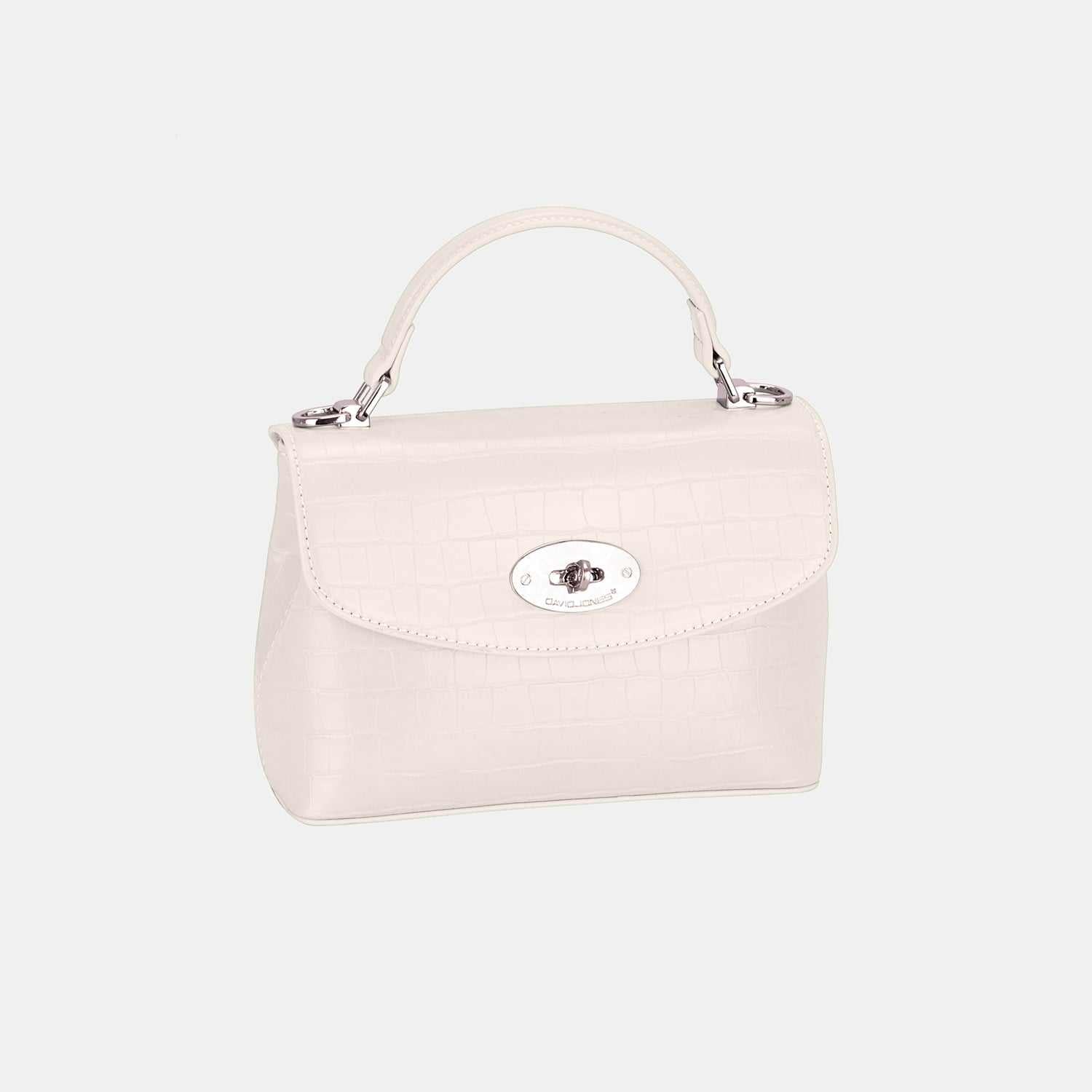 David Jones small textured PU leather handbag in cream color.