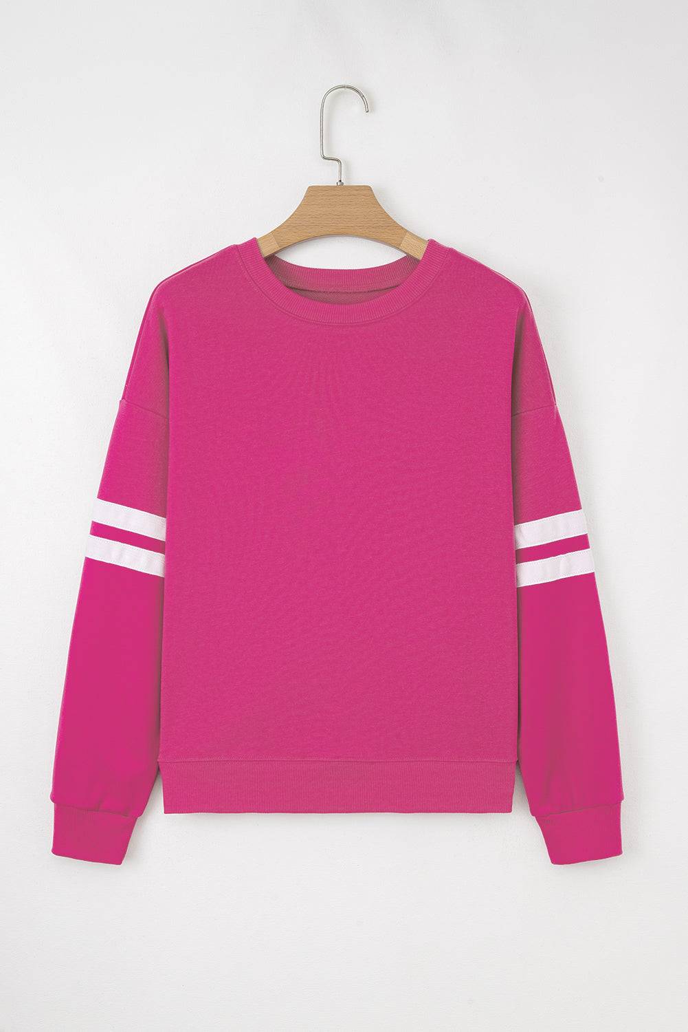 Fiery Red Varsity Striped Detail Drop Shoulder Oversized Sweatshirt