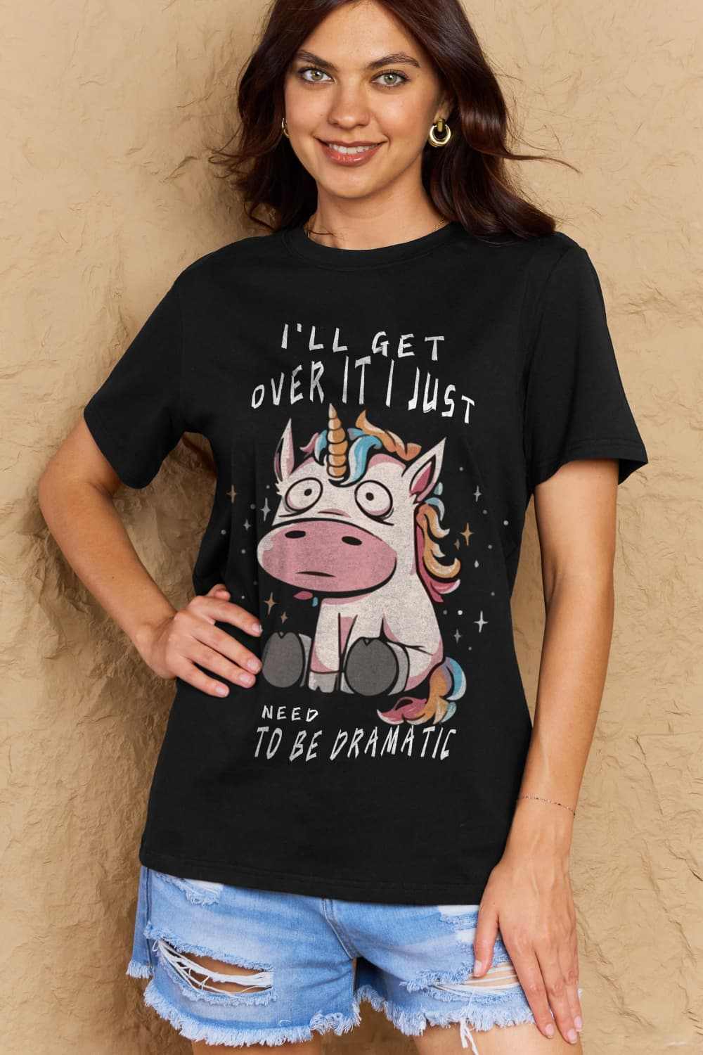 Simply Love Full Size graphic cotton tee with unicorn design, casual style, round neck, short sleeves.