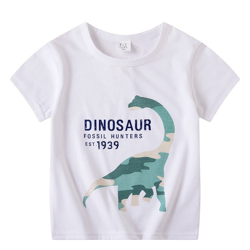 Boys Print Round Neck Short Sleeve T-shirt
